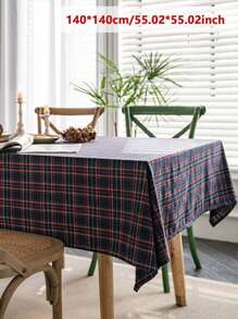 1 pieza Mantel de Navidad a cuadros vintage estilo americano, adecuado para cocina, comedor, sala de estar, decoración de fiesta navideña - Multicolor - Ver 17