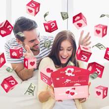 Set de 10 cajas de regalo sorpresa con explosión de dinero, caja de regalo con sobre rojo plegable y rebote único, caja de regalo de lujo con explosión de efectivo para cumpleaños de mamá, aniversario, San Valentín, propuesta, Navidad - Burdeos - Ver 2