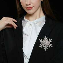 1 件奢华水钻圣诞雪花胸针，时尚金属围巾夹适合女性日常佩戴 - XH/胸針 - 查看 5