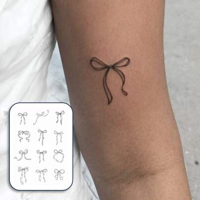 1 套革命性技术纹身、半永久纹身、天使、临时纹身、假纹身、防水、真实纹身外观、植物基、蝴蝶结、蝴蝶结、纹身、X081