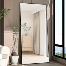 165*60 Cm Standing Mirror, Floor Large Mirror, Standing Mirror, Against Wall For Bedroom, Cladding And Wall Mounted Thin Frame Mirror Home Decor Back To School Room Decor School Supplies - 黑色 - 查看 6