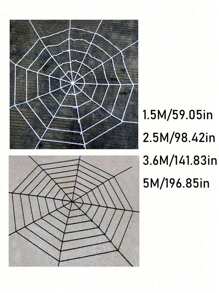 1件 1.5m/2.5m/3.6m/5m 萬聖節裝飾毛絨蜘蛛網蜘蛛，懸掛式恐怖屋牆面裝飾，派對蜘蛛網裝飾，秋季返校季 - 彩色 - 查看 9