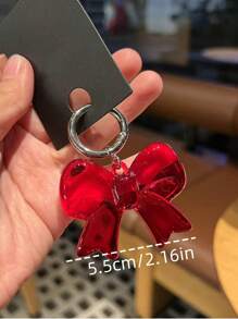 1 件男女通用时尚简约亚克力蝴蝶结钥匙扣透明吊坠包饰圣诞礼物感恩节 Y2K 复古情人节