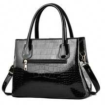 Stylish Women's Faux Leather Tote Bag- Versatile Ladies Purse Handbag - 黑色 - 查看 3