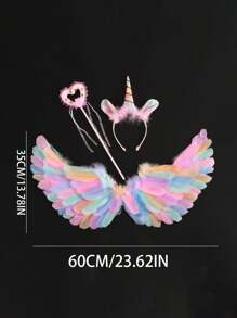 3pcs Angel Wings Costume Decoration, Swallow Shaped White Feathered Wings, Costume Party Props,Halloween Costume Angel Halo Prom