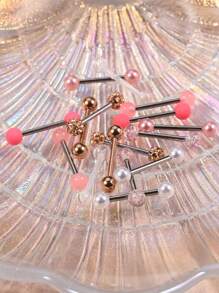 16pcs Minimalistic Stainless Steel Pierced Tongue Rings Suitable For Women, Everyday Tongue & Nipple Rings Set