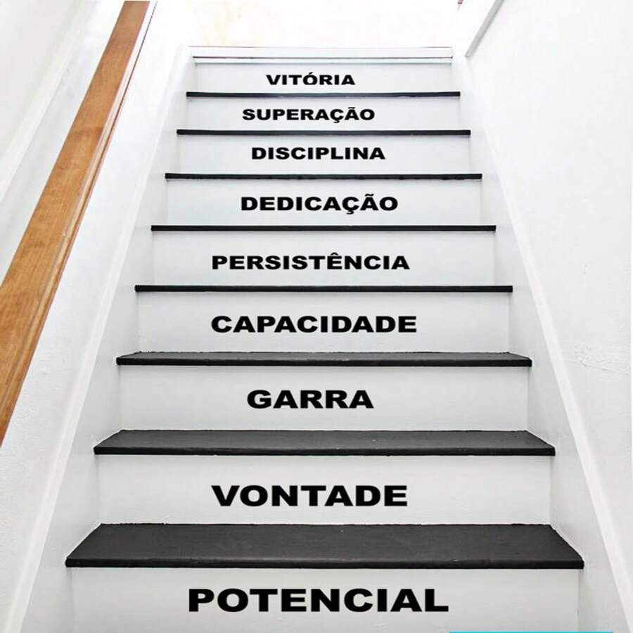 Decorative Stair And Wall Sticker Phrase Victory, Overcoming To Brighten Up Your Home - 黑色 - 查看 1