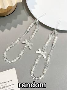 Summer Phone Charm Crystal Rhinestone Embellished Blue Butterfly Transparent Painted Shock-Proof Phone Case With Handmade Beaded Bracelet Compatible With Iphone/Galaxy/ Redmi - Multicolor - View 8