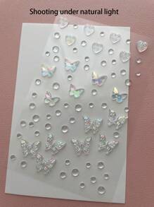 1 pieza de decoración con rhinestone en diseño 3D de mariposa, corazón, pegatina 3D con diseño de rhinestone, perfecta para reuniones, fiestas, actuaciones y otras pegatinas de diamantes faciales