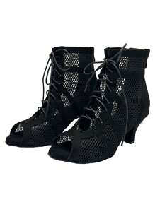 Women Low Heel 6cm Med-Heel Suede Indoor Sole Black Latin Dance Booties Flexible Super Soft Comfortable Latex Insole Dance Party Heels Sexy Leather Salsa Bachata Dance Shoes - Black - View 7