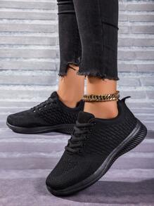 Zapatillas deportivas ligeras y transpirables de malla de punto con cordones, de ajuste amplio para mujer, 2024. Zapatos deportivos para correr, caminar, atletismo y campamento, unisex