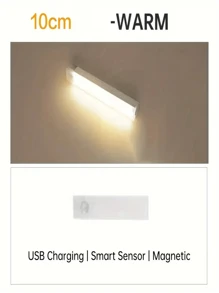 1pc/6pcs Motion Sensor LED Light, USB Rechargeable Magnetic Stick-On Night Light, Suitable For Cabinet, Stairs, Bedside, Corridor, Kitchen And Under Cabinet Lighting, White/Warm Light/RGB 3 Colors (10cm/20cm/30cm 200mAh, 50cm 400mAh) - White - View 14