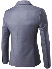 3 pièces Ensemble de costume unicolore pour hommes, formel, d'affaires et de mariage USXF001-3JT - Gris pâle - Voir 4
