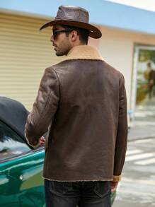 Men's Winter Faux Fur Collar Double-Breasted Jacket