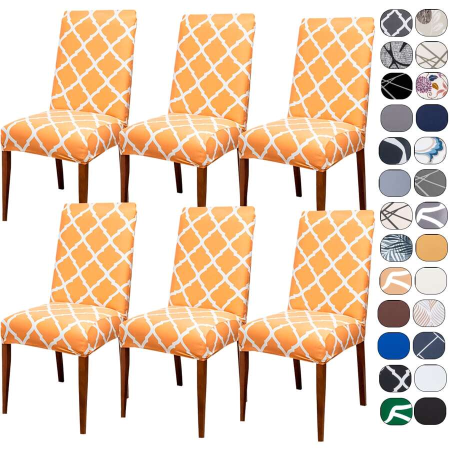 Kit Of 6 Dining Chair Covers Made Of Imported, More Resistant Fabric - Luxury Beige - View 1