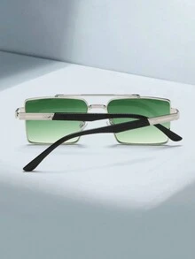 1 Cặp Kính Thời Trang Vuông Retro Unisex, Kính Mắt Thường Ngày Cá Nhân Thời Trang Phong Cách Đường Phố Và Phù Hợp Với Áo Len Áo Khoác Áo Nỉ Quần Da Và Quần Cargo - màu xanh lá cây - Xem 4