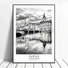 1 minimalistisches Schwarz-Weiß Reiseposter mit Sehenswürdigkeiten aus Paris, London und Rom, Wandbild-Muster, Wohndekoration Geschenk, rahmenlos auf reiner Leinwand - Verschiedenfarbig - Übersicht 26