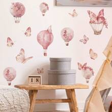 1 Set de Pegatinas de Pared con Mariposas Rosas, Calcomanías de Pared para Habitación de Bebé Niña, Flores, Globo Aerostático, Decoraciones Cálidas y Dulces para Habitación de Bebé, Decoraciones de Pared para Dormitorio de Niños, Decoraciones Desprendibles y Adhesivas para Baby Shower y Regalos Familiares - Multicolor - Ver 5