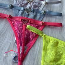 Kit 10 Sexy Thong Panties With Rhinestone Heart Pendant Sensual Adjustment Thong - 彩色 - 查看 4