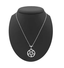 Necklace Chain Pentagram Inveted Smooth Satanist Baphomet Alternative Wicca Gothic Star - 70cm - Xem 5