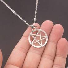 Necklace Chain Pentagram Inveted Smooth Satanist Baphomet Alternative Wicca Gothic Star - 70cm - Xem 4