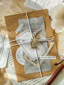 30pcs/Box Super White Kraft Paper Embossed Plant Border Textured Memo Pad, Aesthetic Stationery Note Taking Paper Back To School - Multicolor - View 10