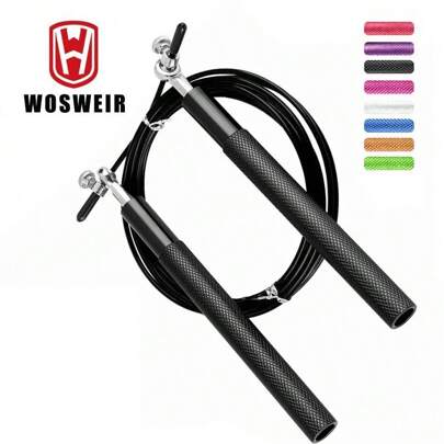 WOSWEIR Cuerda de saltar de acero con cojinete para entrenamiento profesional de velocidad de deportes y gimnasia para escuela intermedia, adecuada tanto para adultos como estudiantes, accesorios de gimnasio para uso en interiores y en el hogar, deporte, gimnasio, ejercicio en casa, cuerda para saltar