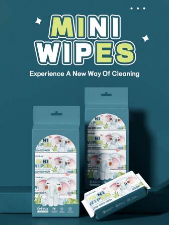 64 Piezas de Toallitas de Limpieza Miniatura - Esenciales de Viaje - Toallitas para Campamento - Limpieza de Higiene Diaria, Ideal para Camping, Viajes y Uso al Aire Libre - Productos de Limpieza