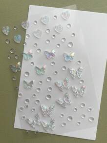 1 pieza de decoración con rhinestone en diseño 3D de mariposa, corazón, pegatina 3D con diseño de rhinestone, perfecta para reuniones, fiestas, actuaciones y otras pegatinas de diamantes faciales