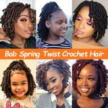 8 Packs Short Bob Spring Twist Crochet Hair 6Inch Pretwisted Passion Twist Hair Pre Looped Crochet Braids Hair For Women - TBUG# - 查看 7