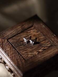 1 对 925 纯银锆石镶嵌郁金香花耳钉，优雅时尚小巧设计，适合日常、约会、派对佩戴 - 銀色 - 查看 5