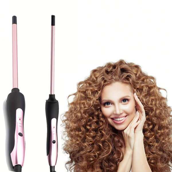 1pc 3/8" Mini Ceramic Curling Iron, Suitable For Short & Long Hair, Adjustable Temperature, Auto Shut Off, 9mm, Rose Gold, Holiday Gift