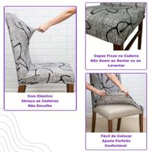 Kit Of 6 Dining Chair Covers Made Of Imported, More Resistant Fabric - màu đen - Xem 5