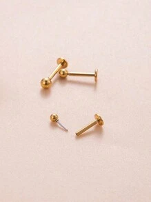 CIZME 20g 18g 16g 3pcs Silver Gold Threadless Cartilage Earring Flat Back Earrings Studs Threadless Nose Studs Threadless Nose Ring Push In Helix Conch Medusa Tragus Piercing Jewelry FlatBack Earrings Threadless Labret Lip Medusa Piercing Jewelry Flat Round Top 2mm 3mm 4mm