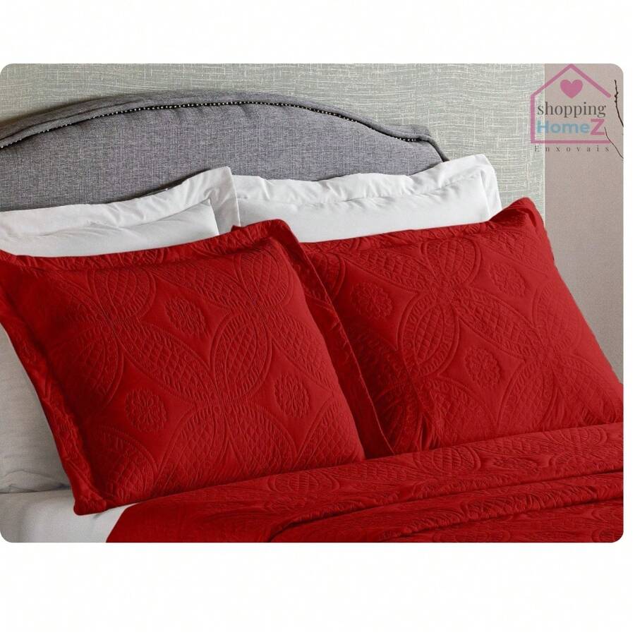 Kit With 2 Alice Quilted Protective Pillowcases - Red - View 1