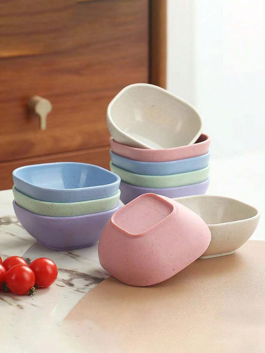 3件套方形碗套装商用火锅调料盘烧烤蘸酱盘小吃甜品盛菜碗餐厅用餐用圣诞礼物 - 彩色 - 查看 1