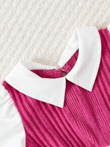 2pcs/Set Baby Girl Casual Shirt Top And Flared Pants Set - Hot Pink - View 3