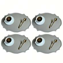 黑色人造革餐垫套装，2 件装，厨房餐垫，可水洗，耐用，防滑隔热，适合家居厨房装饰 - 彩色 - 查看 30