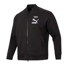 Puma T7 MX 运动夹克 男士时尚宽松运动休闲撞色拉链针织夹克 - 黑色 - 查看 1