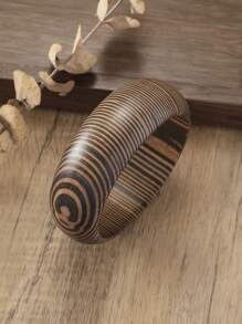 1 Peça Pulseira Fashion Vintage de Madeira Assimétrica de Rosto Largo para Mulheres (Defeito Menor) - pulseira - Visão 5