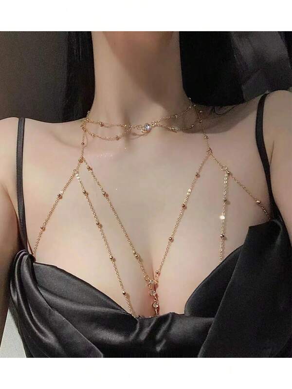 Cadena corporal y collar sexy, collar con colgante de lentejuelas y borlas, cadena para el pecho, productos para adultos, coqueteo de pareja, para mujer, mujeres, parejas y adultos, lencería sexy