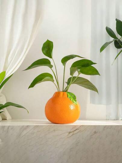 1pc Home Decoration Creative Orange Tangerine Vase Ceramic Water-Grown Green Radish Hydroponic Flower Pot Desktop Desk Decoration Ornaments Room Decoration Gifts Birthday Graduation Flower Vase Glass Vase
