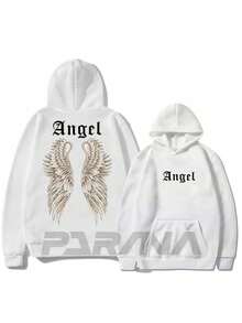 Angel Wings Sweatshirt 100% Cotton Unisex Cold Weather Top - Fast Shipping - 白色 - 查看 1