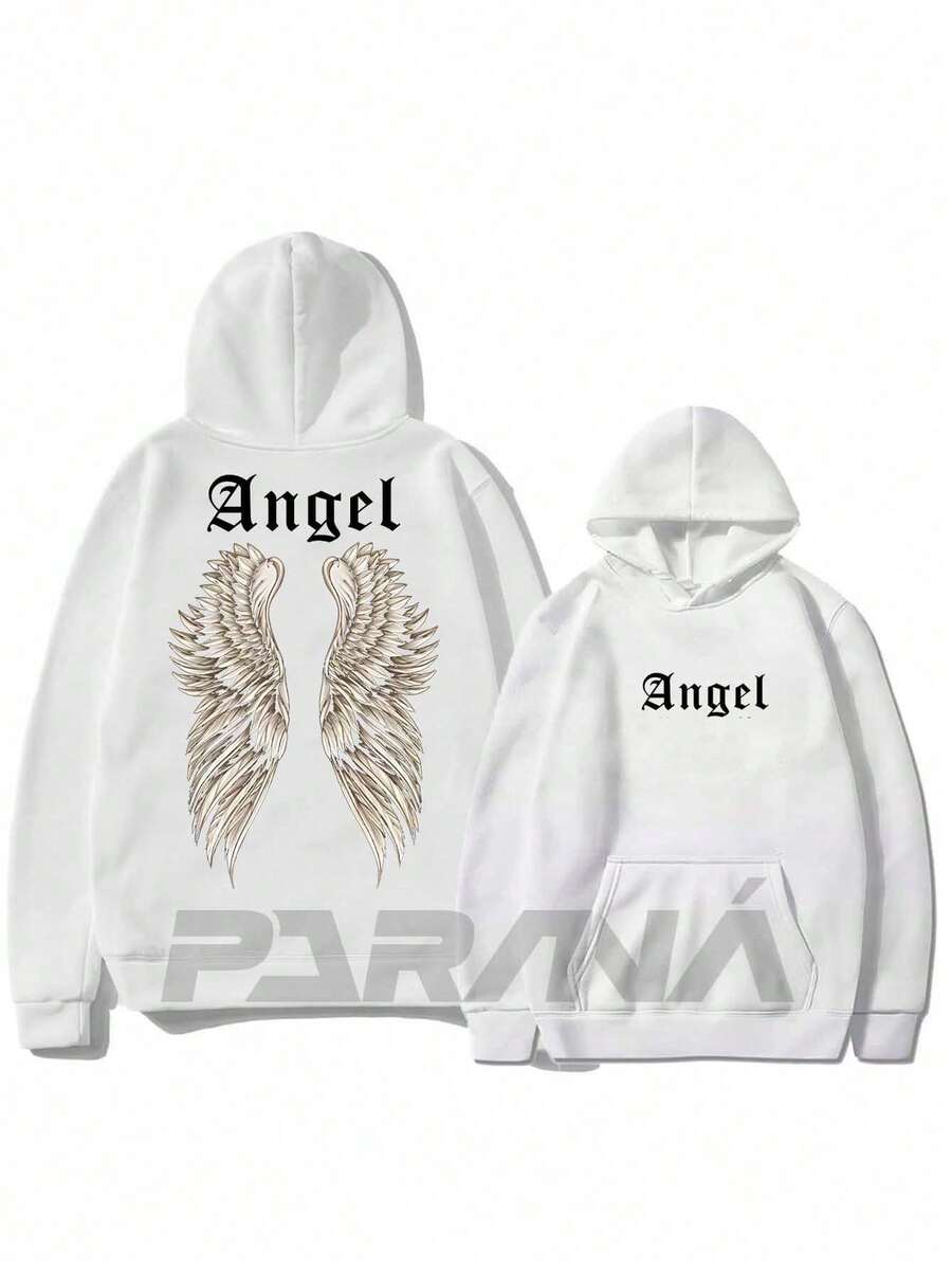 Angel Wings Sweatshirt 100% Cotton Unisex Cold Weather Top - Fast Shipping - 白色 - 查看 1