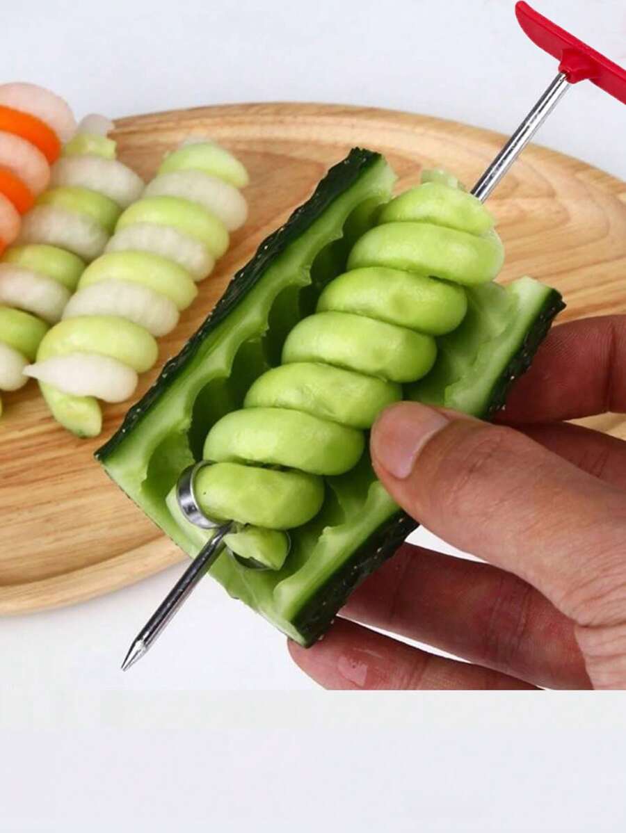 1 cái Rau Xoắn ốc Dao Công cụ chạm khắc Khoai tây Củ cà rốt Quả dưa chuột Xa lát Thủ công Xoắn ốc Đinh ốc Máy cắt lát Đồ dùng để cắt - Bạc - Xem 1