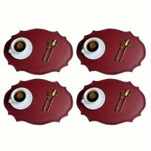 黑色人造革餐垫套装，2 件装，厨房餐垫，可水洗，耐用，防滑隔热，适合家居厨房装饰 - 彩色 - 查看 33