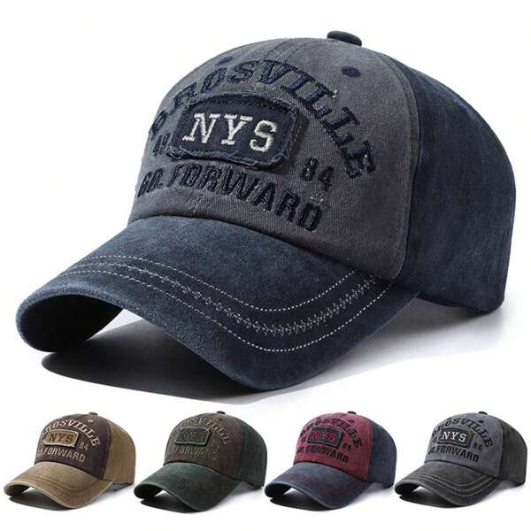 1 pièce Casquette de baseball pour hommes avec lettre NYS, chapeau décontracté réglable avec protection solaire pour l'extérieur, convient pour les voyages en automne/hiver, les fêtes sur la plage
