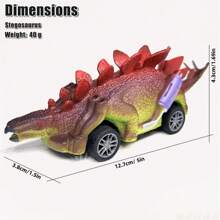 6 件恐龙形状回力惯性车玩具，软橡胶外壳，手绘饰面，各种恐龙，如三角龙、迅猛龙、霸王龙、翼手龙、甲龙、霸王龙、棘龙，非常适合节日和生日礼物（多种颜色） - 彩色 - 查看 14