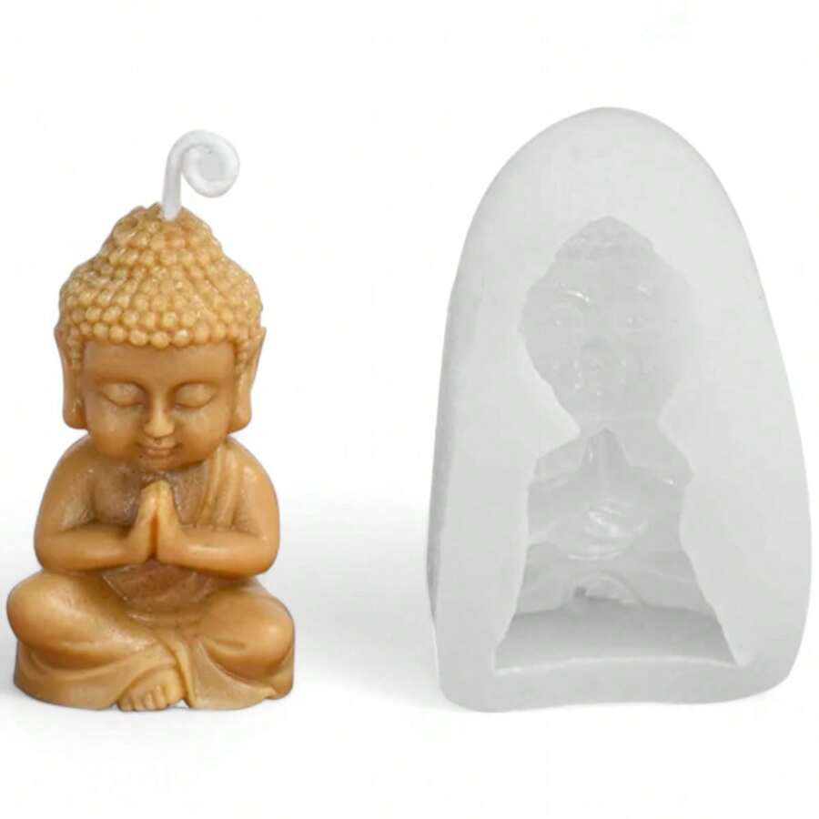 Molde De Silicone Para Vela Formato Buda - Branco - Visão 1
