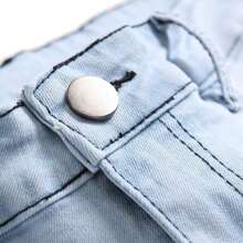 Men's Stretch Skinny Jeans Rose Patterned Embroidered Pants - 藍色 - 查看 5